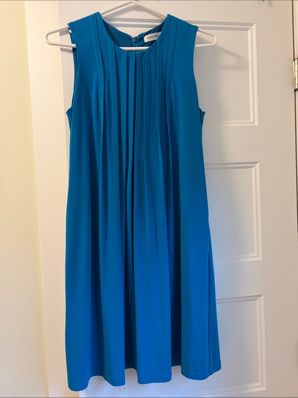 Calvin Klein Teal Sleeveless Pleated Midi Dress